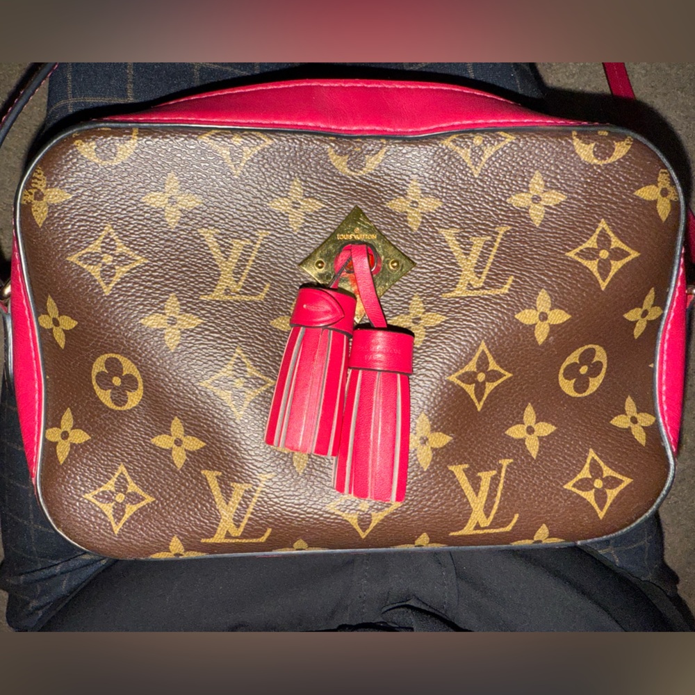 Louis Vuitton Brown and Red Crossbody Bag with Monogram Canvas
